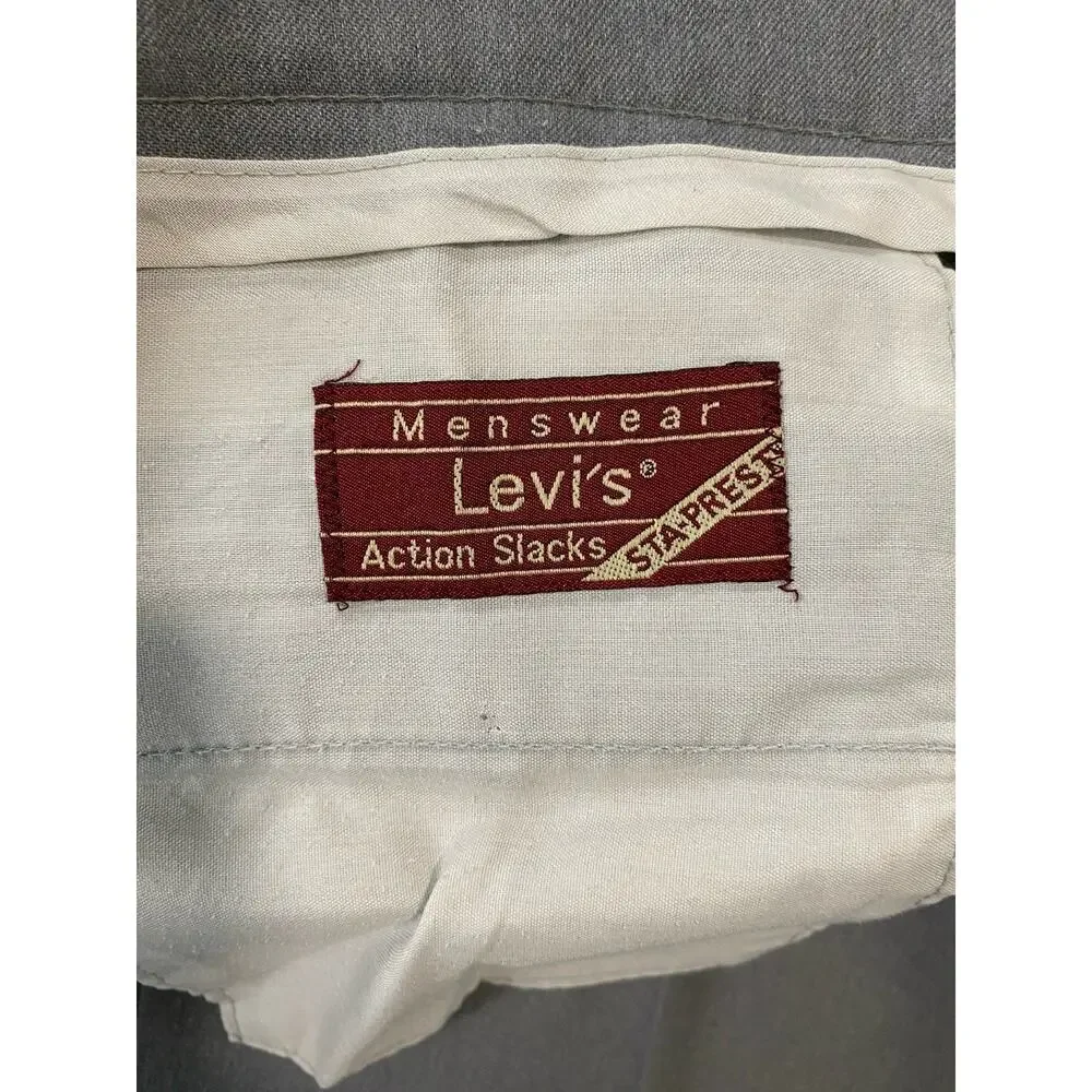 Levi's Vintage Sta-Prest Flat Front Easy Care Action Slacks. Light Gray, 36X30.